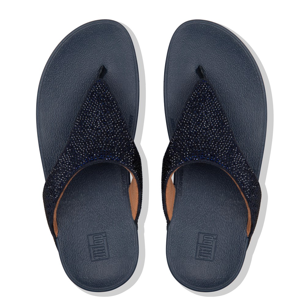 Fitflop Womens Sandals - Lottie Shimmercrystal Toe-post - Navy - 782-DZLOMN